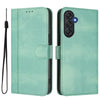For Samsung Galaxy M55 5G / C55 5G Line Splicing Buckle Retro Leather Phone Case(Mint Green)