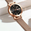 BINBOND B5907 Luminous Quartz Ladies Watch 30M Waterproof Calendar Steel Belt Watch(Black)