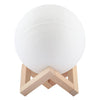 15cm Touch Control 3D Print Jupiter Lamp, USB Charging 2-Color Changing Energy-saving LED Night Light with Wooden Holder Base