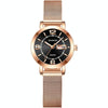 BINBOND B5907 Luminous Quartz Ladies Watch 30M Waterproof Calendar Steel Belt Watch(Black)