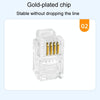 1000pcs /Pack 2-Pronged Gold-Plated 4P4C Telephone Crystal Heads 4 Core Handset RJ9 Cable Connector