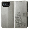 For Asus ROG Phone 6 Four-leaf Clasp Embossed Buckle Leather Phone Case(Gray)