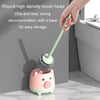 Cute Cartoon Toilet Brush Bathroom Cornerless Wall Mounted With Base Cleaning Brush(Pink Blue)