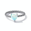 S925 Sterling Silver Heart Opal Snake Pattern Women Ring, Size:8