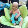 Newborn Baby Bathtub Foldable Blooming Bath Flower Bath Tub for Baby Blooming Sink Bath for Baby Play Bath Sunflower Cushion Mat, Diameter: 85cm(Yellow)