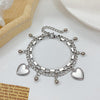 OPK 1038 Multi-layer Stainless Steel Round Bead Love Bracelet, Color: Steel Color