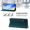 For Samsung Galaxy M32 4G Global / M22 RC01 Dual-Folded Magnetic Suction RFID Leather Phone Case(Dark Green)