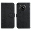 For Sharp Aquos R7 Skin Feel Butterfly Peony Embossed Leather Phone Case(Black)