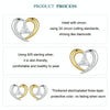 S925 Sterling Silver Platinum-Plated Two-Tone Heart Earrings(BSE1027)