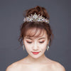 Pearl Bridal Crowns Handmade Headband Crystal Wedding Queen Crown Wedding Hair Clips(White With Earrings)
