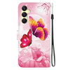 For Samsung Galaxy A25 5G Crystal Texture Colored Drawing Leather Phone Case(Pink Butterflies)
