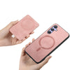 For Samsung Galaxy A24 5G Retro Cross Leather Ring Side Insert Card Bag MagSafe Phone Case(Pink)