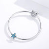 Blue Full Diamond Starfish Beaded Sterling Silver S925 Loose Beads DIY Bracelet Silver Beads