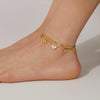OPK GZ193 Stainless Steel Double Layers Heart Anklet(Gold)