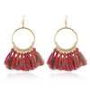 Tassel Earrings for Women Ethnic Big Drop Earrings Bohemia Fashion Jewelry Trendy Cotton Rope Fringe Long Dangle Earrings(Red color)