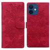 For iPhone 12 mini / 13 mini Lace Floral Embossed Magnetic Buckle Leather Phone Case(Red)