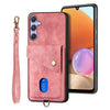For Samsung Galaxy S25 5G Retro Card Wallet Fold Leather Phone Case with Strap(Pink)