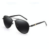 Men Oversized Aviation Metal Frame Spring Temple Polarized Sunglasses Male  Pilot Male Driving Sun Glasses(Black Frame)