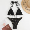 Woman Sexy Star Gilding Two Piece Bikini Swimsuit, Size:XL(Black)