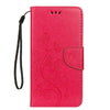 For iPhone XR Embossed Butterfly Pattern Horizontal Flip Leather Case with Card Slot & Holder & Wallet & Lanyard (Magenta)