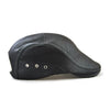 12982 Autumn and Winter Adjustable PU Leather Perforated Peaked Cap, Size:One Size(Black)