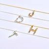 S925 Sterling Silver 26 Engligh Letters Colorful Zircon Women Nacklace Jewelry, Style:M(Gold)