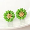 Cute Sweet Fashion Fresh Small Daisy Flower Stud Earrings for Girl, Metal Color:Green