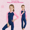 DIVE&SAIL Children Diving Suit Outdoor Long-sleeved One-piece Swimsuit Sunscreen Swimwear, Size: S(Girls Dark Blue)