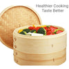 Bamboo Bun Steamer Food Veggie Steamer Basket, Size: 27cm Cover
