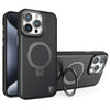 For iPhone 15 Pro Max Carbon Fiber MagSafe Holder Phone Case(Black)