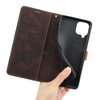 For Samsung Galaxy A42 / M42 5G Grid Stitching Leather Phone Case with Lanyard(Brown)