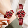 JIN SHI DUN 8825 Love Heart Digital Pattern Round Diamond Dial Quartz Couple Watch(Wine Red)
