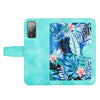 For Samsung Galaxy S20 FE Floral Pattern Leather Phone Case with Lanyard(Green)