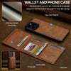 For iPhone 14 Pro Max LC.IMEEKE L5 Series Detachable RFID Card Bag Magsafe Phone Case(Brown)