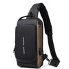 WEIXIER X306 Men Shoulder Bag With USB Charging Port Anti-Theft Chest Bag(Black Gold)