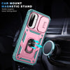 For Samsung Galaxy A56 5G Sliding Camshield TPU + PC Phone Case with Holder(Pink+Green)