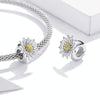 S925 Sterling Silver White Sunflower Beads DIY Bracelet Necklace Accessories