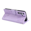 For Samsung Galaxy A54 5G Rose Flower Embossed 3-Card Slots Leather Phone Case(Purple)