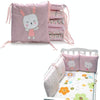 Crib Perimeter Embroidery Bunny Bedding Baby Cotton Anti-collision, Size:30 x 30 cm(Pink Six-piece Suit)