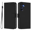 For Samsung Galaxy A26 5G Skin Feel Solid Color Leather Phone Case with Lanyard(Black)