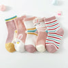 5 Pairs / Pack Spring And Summer Children Socks Combed Cotton Tube Socks M(Ear Rabbit)
