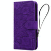 For Samsung Galaxy S25 Ultra 5G Mandala Embossed Dual-Fold Calf Leather Phone Case(Purple)