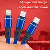 XJ-76 40W 5A 3 in 1 USB to 8 Pin + Type-C + Micro USB Super Flash Charging Cable, Length: 1.18m(Black)