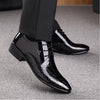 Men Pointed Glossy Crocodile Texture Leather Shoes, Shoe Size:39(Black)