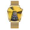 BINBOND 01 Men Locomotive Concept Diamond Dial Quartz Watch(Gold Mash Full Gold Golden Surface)