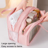 PU Dry And Wet Separation Washing Bag Double Layer Large Capacity Handheld Cosmetic Bag, Color: Beige Large