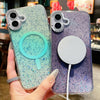 For iPhone 15 Blink Series Metal Lens Frame MagSafe Magnetic IMD Phone Case(Dark Teal)