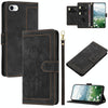For iPhone SE 2022 / 2020 Tulips Embossed Leather Phone Case with Lanyard(Black)