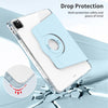 For iPad Air 13 2024 / Pro 12.9 2022 360 Rotation Detachable Clear Acrylic Leather Tablet Case(Ice Blue)