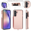 For Samsung Galaxy A54 Double Flap Zipper RFID Leather Phone Case with Short Lanyard(Rose Gold)